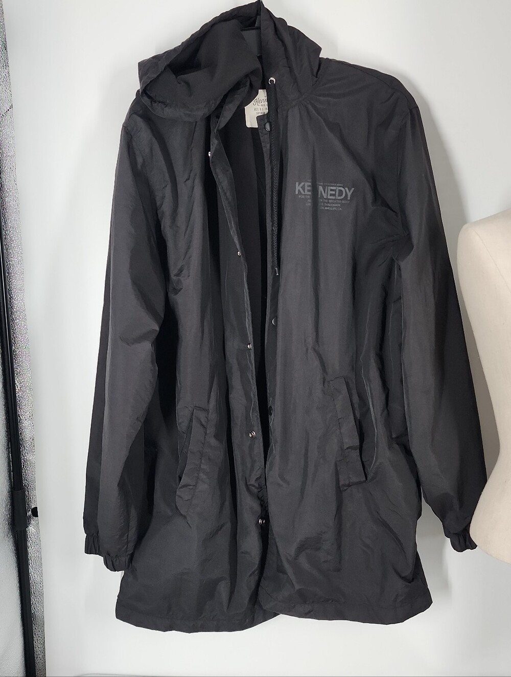 Kennedy Mfg Co Lined Hooded Rain Work Jacket Medium Black